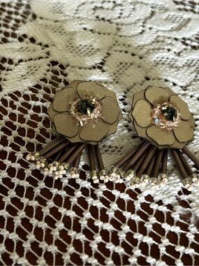 Faux leather flower earrings